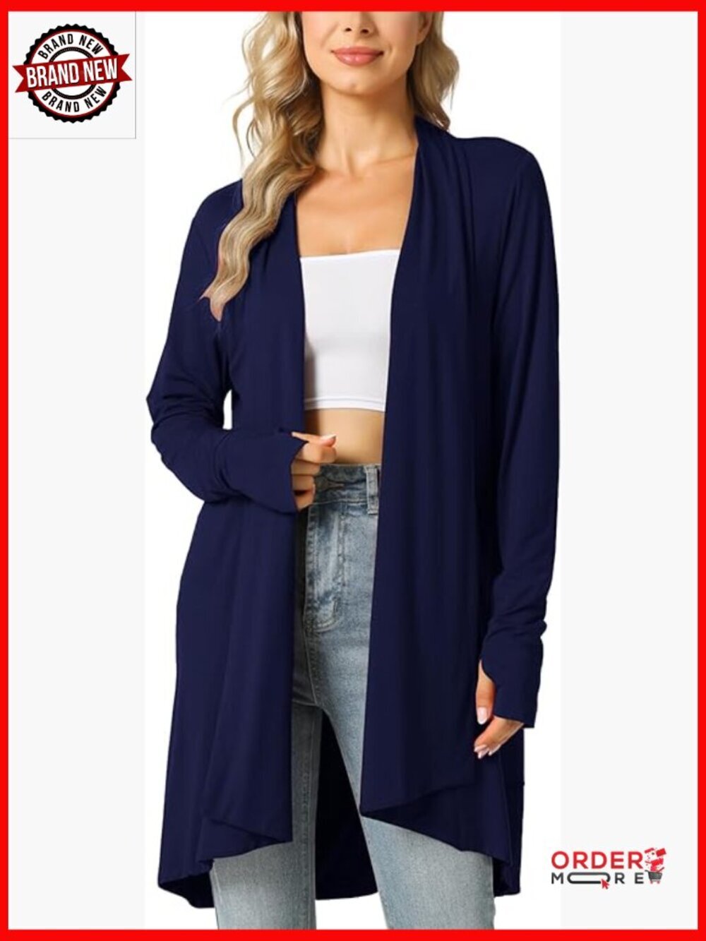 Lightweight Long Sleeve Draped Cardigan Slouchy Open Front Cover Up Stretch